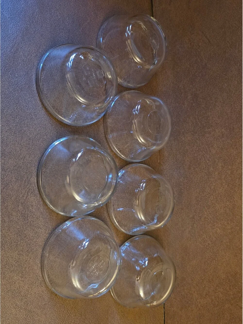 Vintage 1980s Anchor Hocking Clear Glass 6oz Custard Prep Bowls - Set of 7